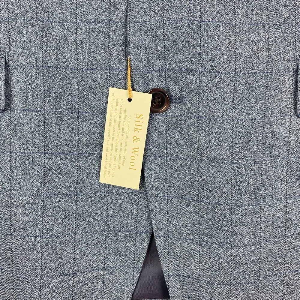 LRL Ralph Lauren Sport Coat Mens 44L Long Wool silk Plaid Blazer $295 NEW